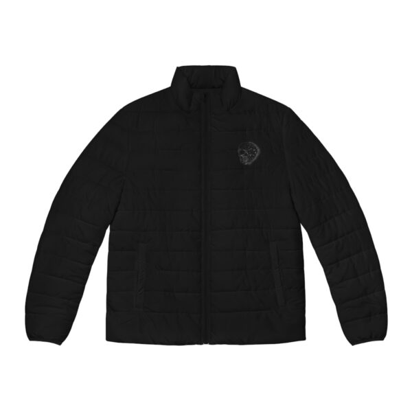 Black Men’s Puffer Jacket with Subtle Crest Logo