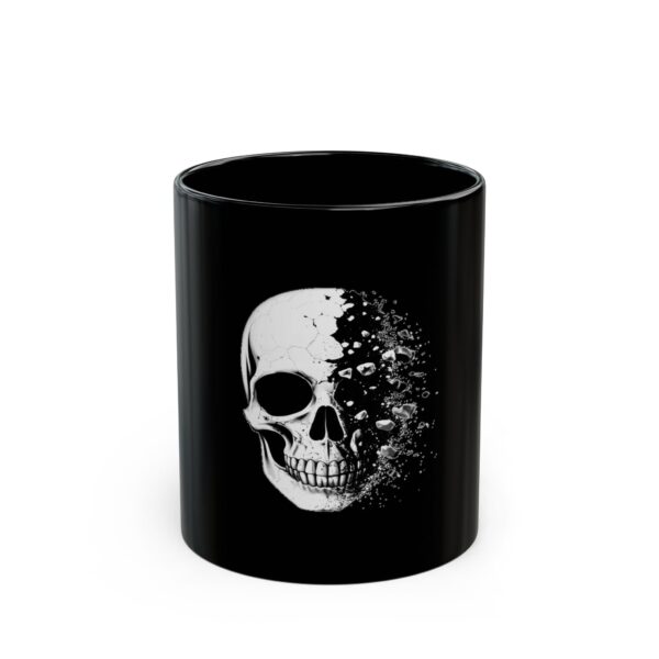 Skull Dissolve Black Coffee Mug – Gothic Halloween Skull Art (11oz/15oz)