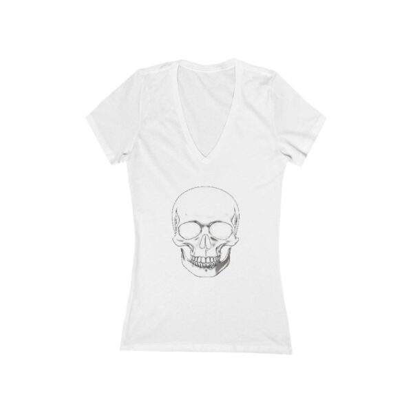 Sketched Skull Deep V-Neck Tee