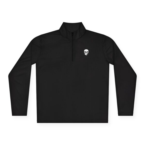Quarter-Zip Pullover with Skull Logo & “One Step, Then Another” Back Quote