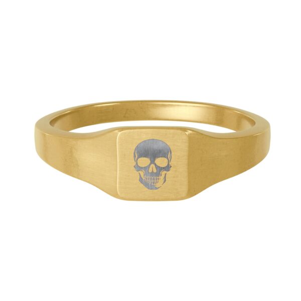 Gold Stainless Steel Square Signet Ring