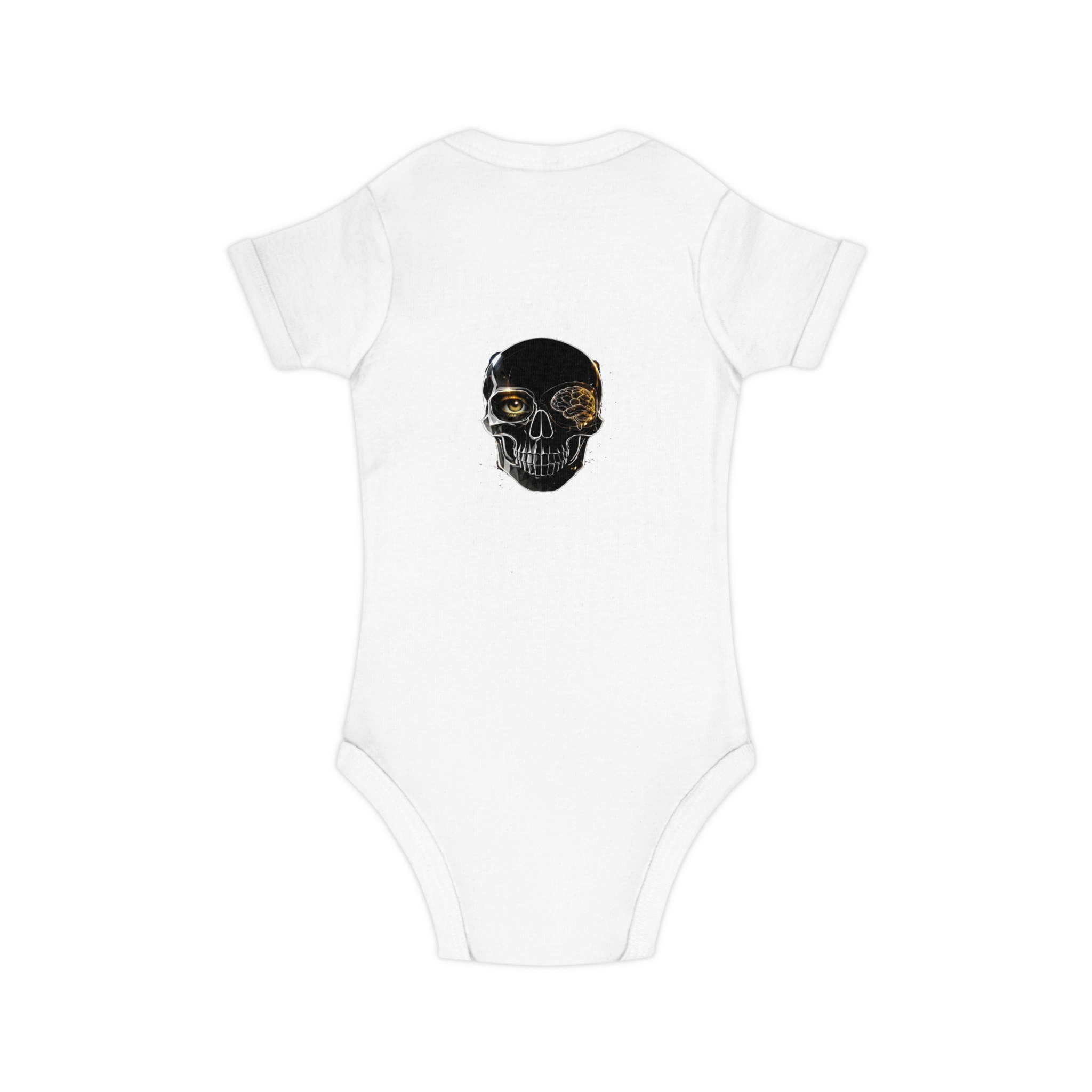 Baby Bodysuit "Speak Anyway" with Gold Skull Graphic — Cute Edgy Infant Onesie - Image 2