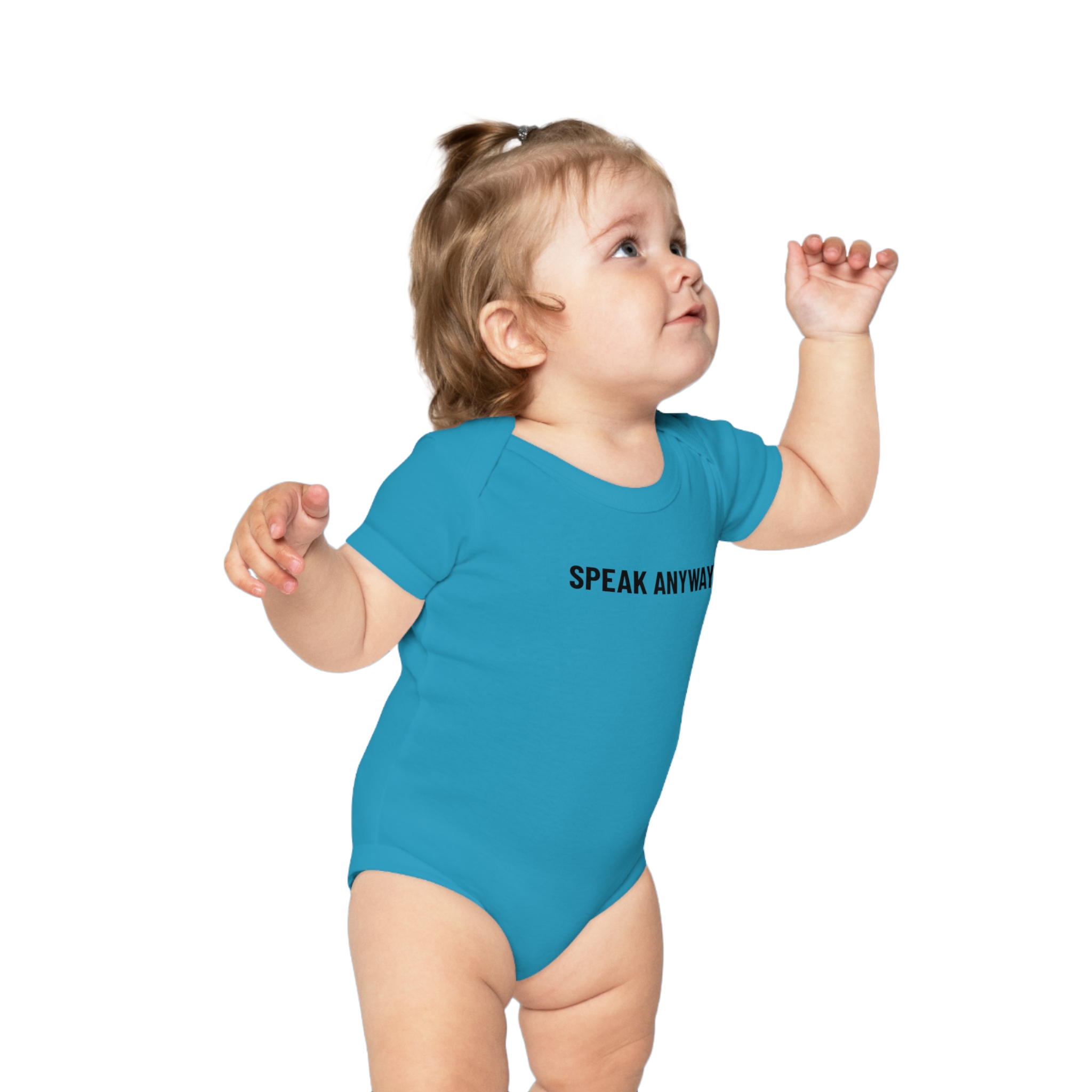 Baby Bodysuit "Speak Anyway" with Gold Skull Graphic — Cute Edgy Infant Onesie - Image 9