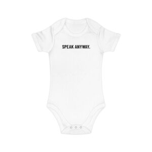 Baby Bodysuit "Speak Anyway" with Gold Skull Graphic — Cute Edgy Infant Onesie