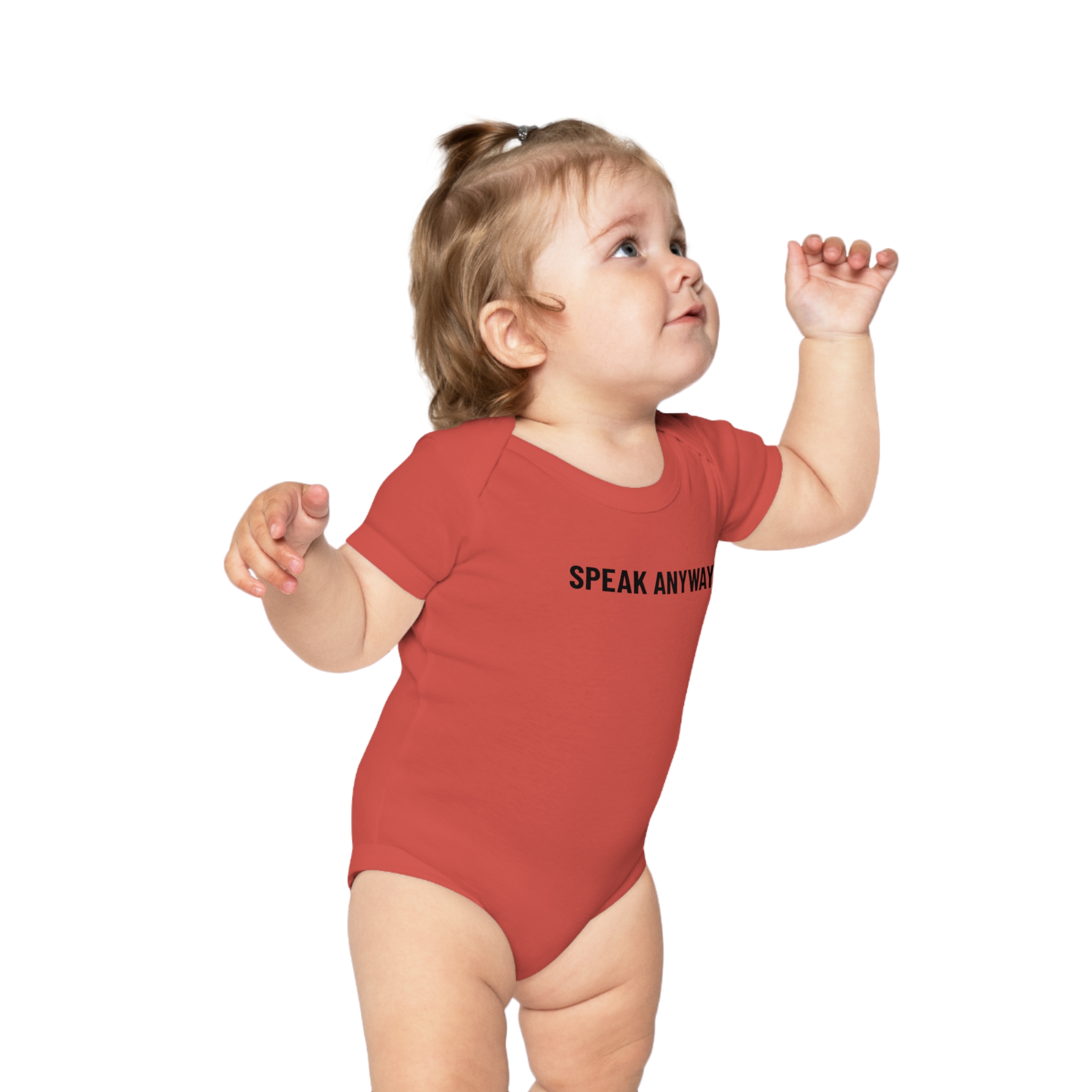 Baby Bodysuit "Speak Anyway" with Gold Skull Graphic — Cute Edgy Infant Onesie - Image 6