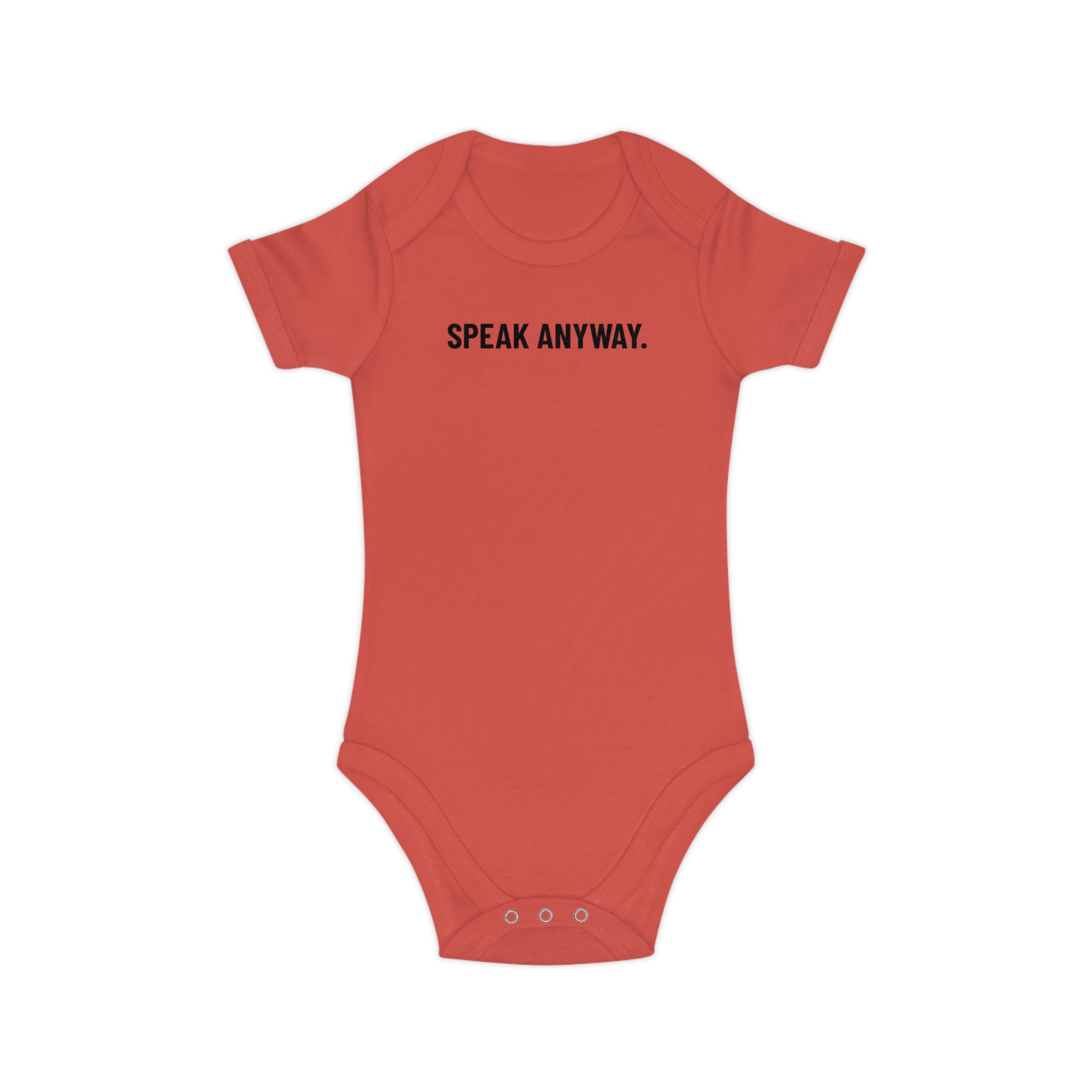 Baby Bodysuit "Speak Anyway" with Gold Skull Graphic — Cute Edgy Infant Onesie - Image 4