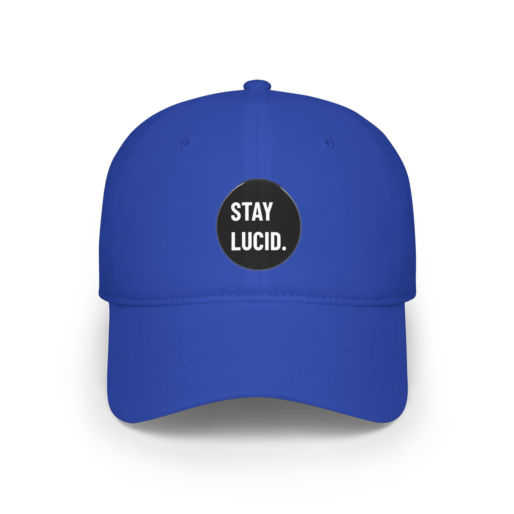 Stay Lucid Baseball Cap – Low Profile Red Hat with Retro Circle Text - Image 14