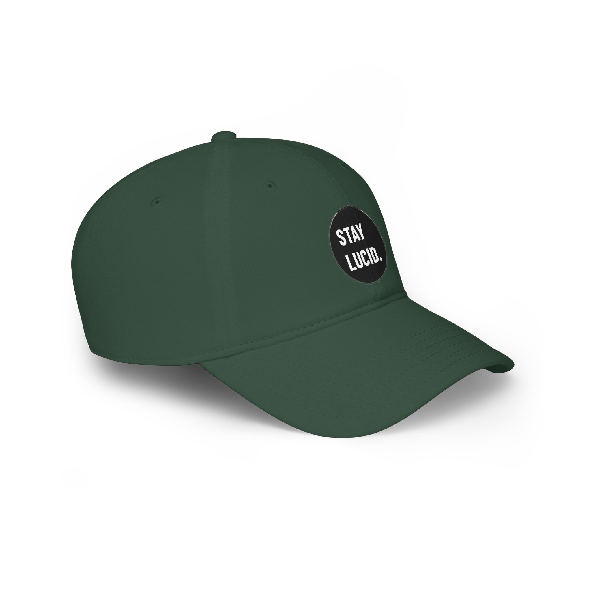 Stay Lucid Baseball Cap – Low Profile Red Hat with Retro Circle Text - Image 13