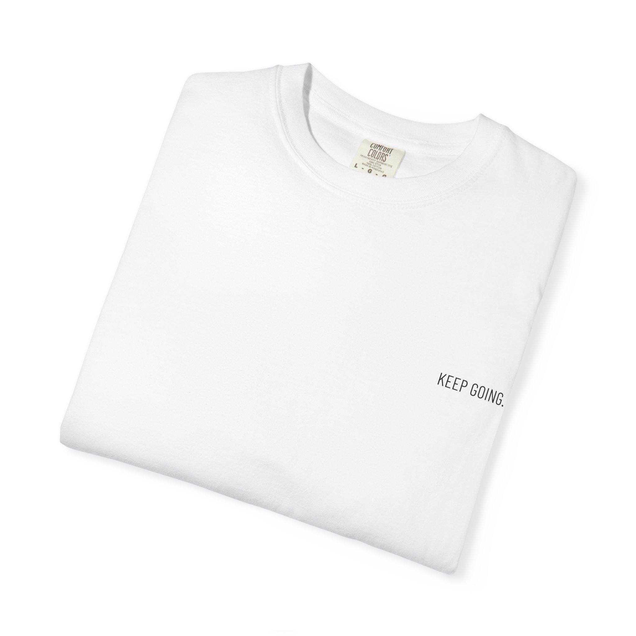 Peace Moon T-Shirt — Minimal 'Keep Going' Graphic Tee with Repeating Peace Moon Back Print - Image 4