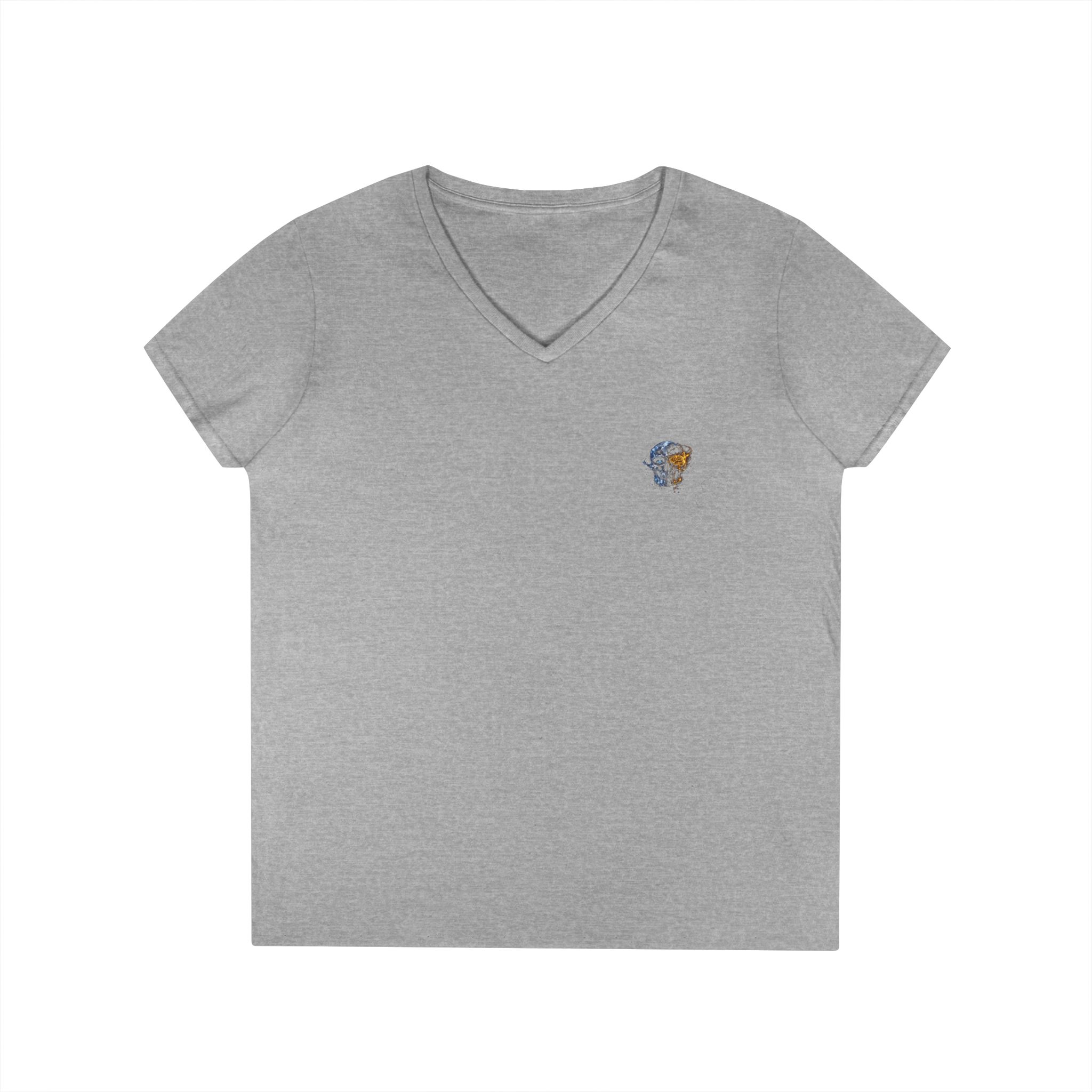 Mini Floral Skull V-Neck Tee — Women's Casual Graphic T-Shirt - Image 11