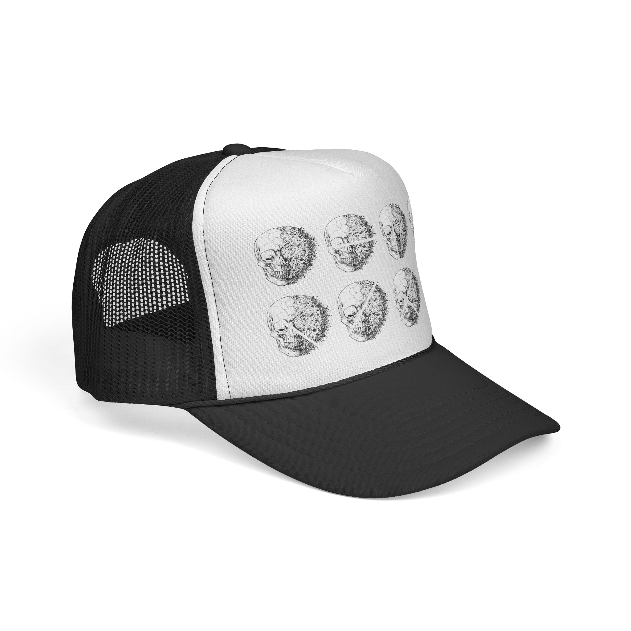 Trucker Cap — Vintage Anatomical Skull Illustration Print - Image 3