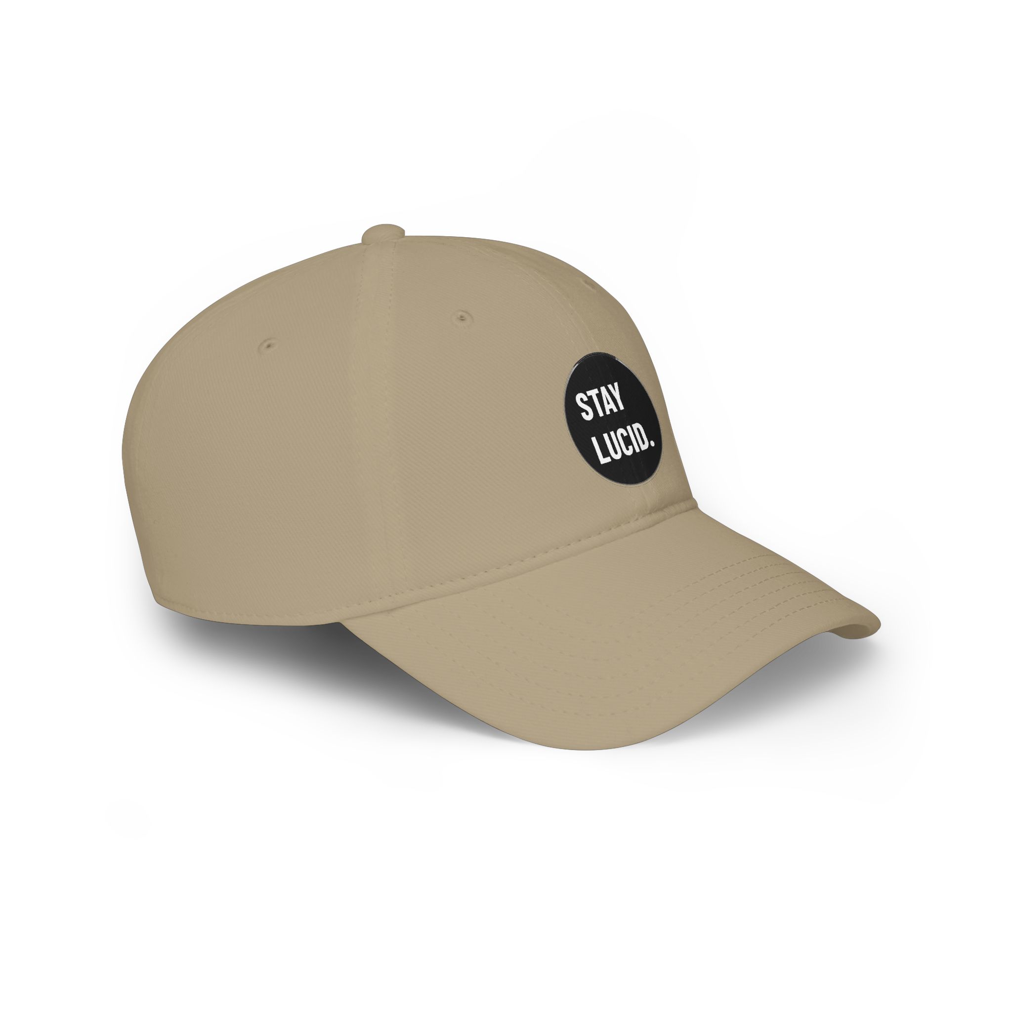 Stay Lucid Baseball Cap – Low Profile Red Hat with Retro Circle Text - Image 9