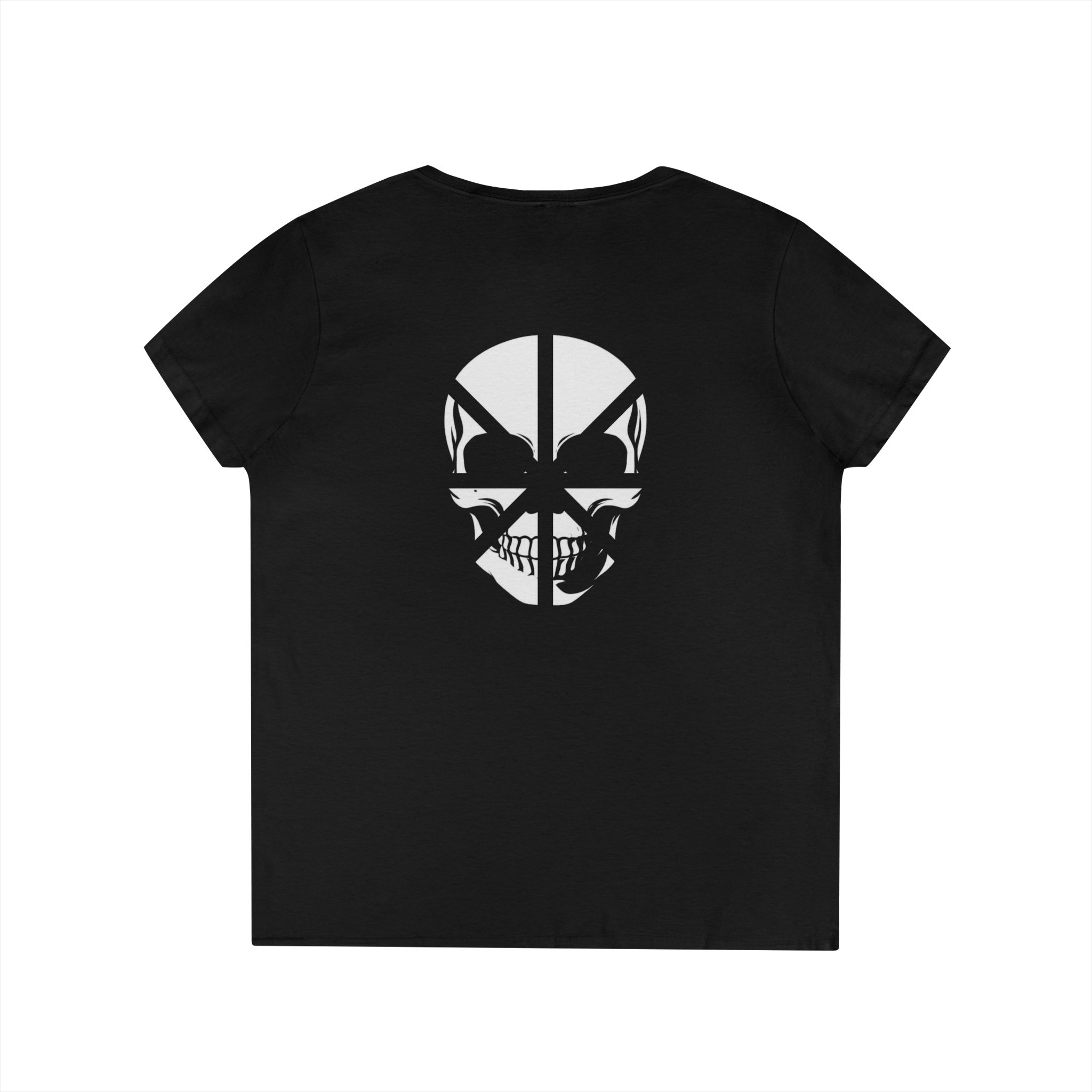 Ladies' V-Neck T-Shirt — 'Madness Is Freedom' Skull Graphic Tee - Image 3