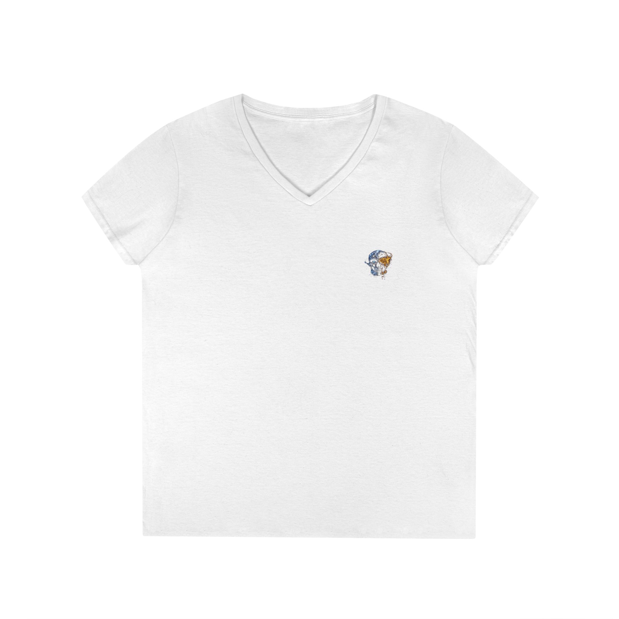Mini Floral Skull V-Neck Tee — Women's Casual Graphic T-Shirt - Image 2