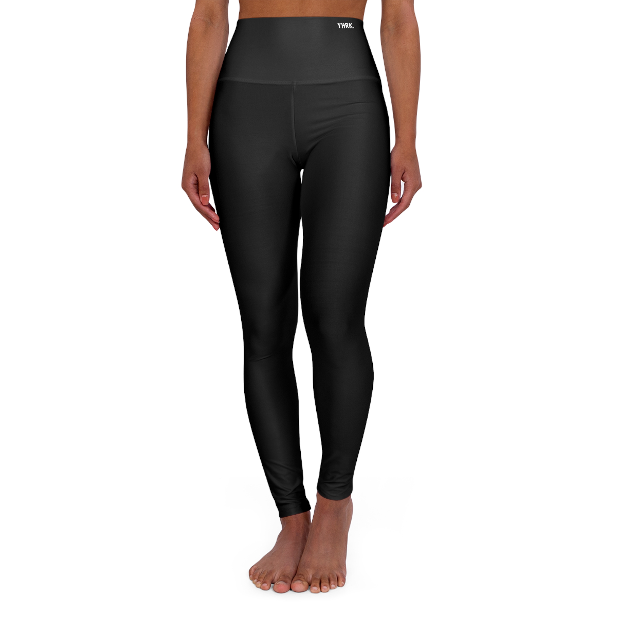 High-Waisted Yoga Leggings — Black All-Over Print, Seamless Stretch for Pilates & Gym - Image 2