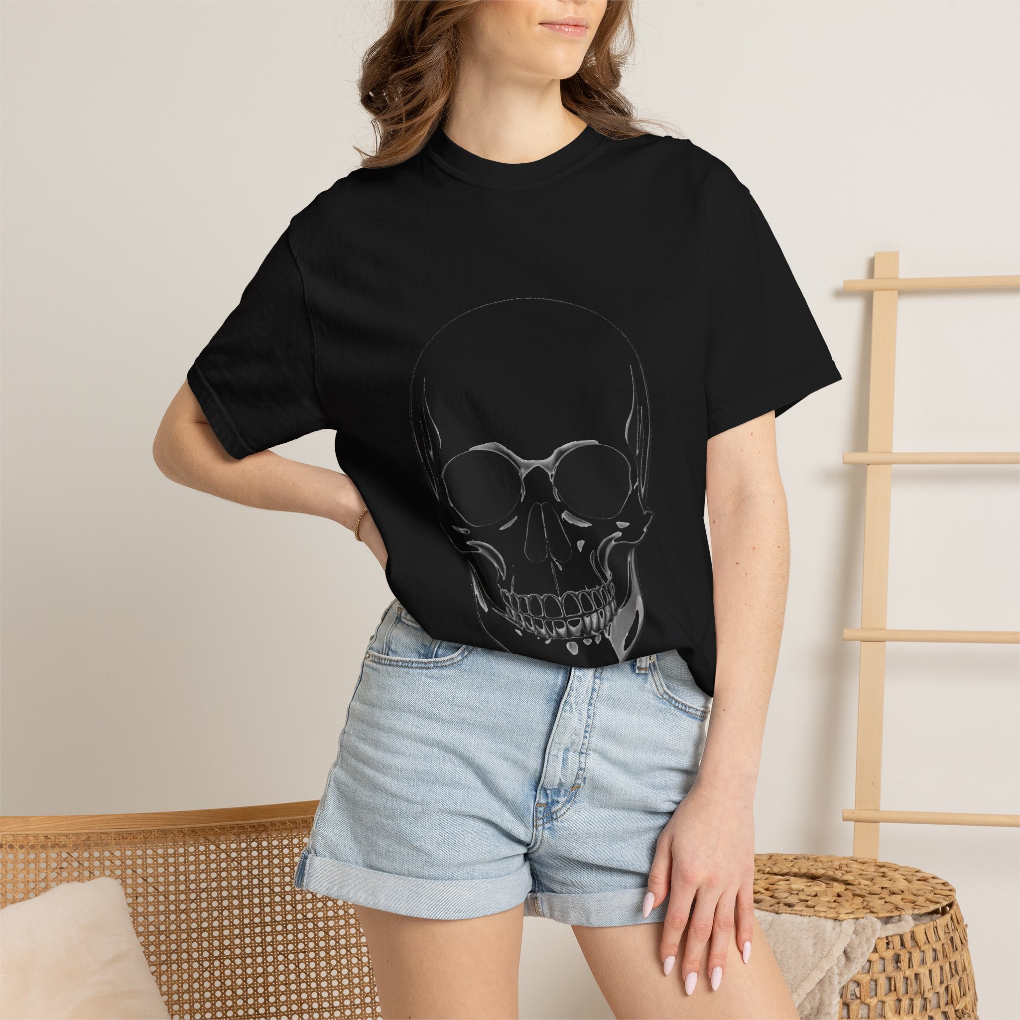 Sketched Skull Graphic T-Shirt — Dark Gothic Skull Tee - Image 5
