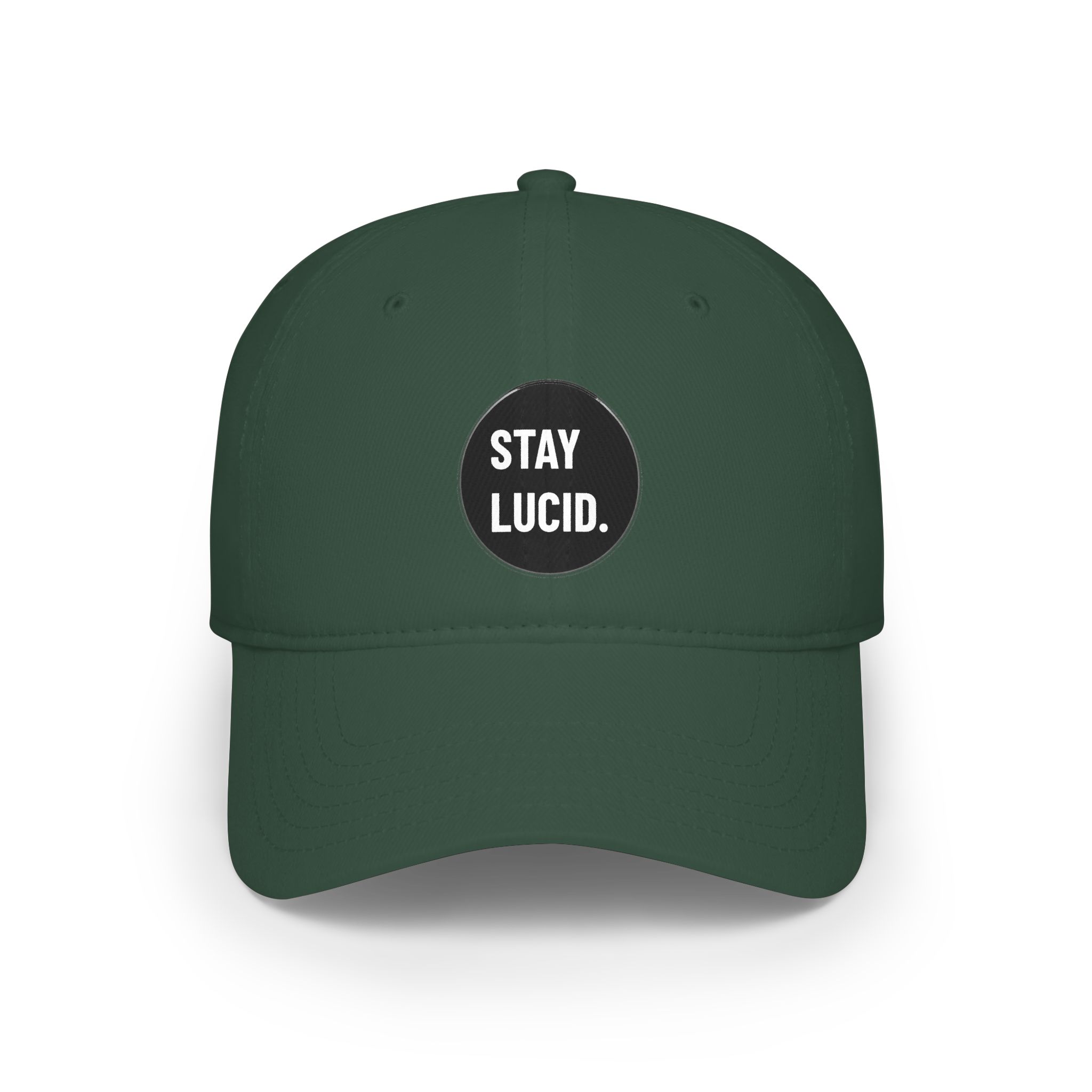 Stay Lucid Baseball Cap – Low Profile Red Hat with Retro Circle Text - Image 10