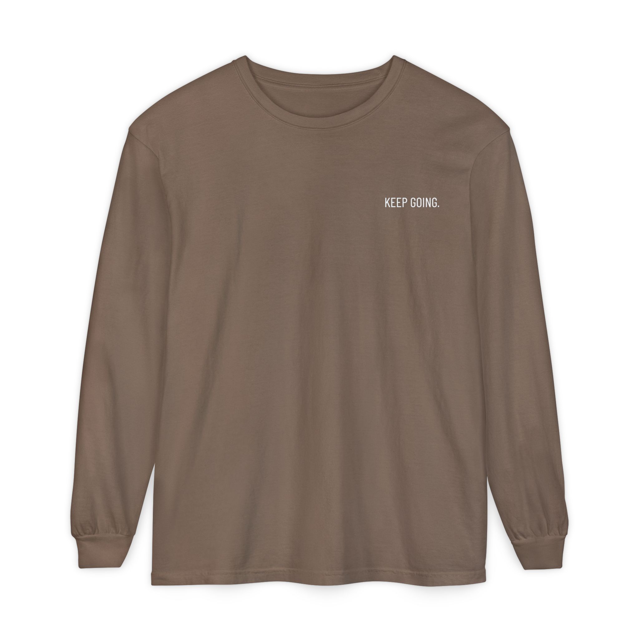 Skull Graphic Long Sleeve Tee — "Keep Going" Minimalist Motivation - Image 2