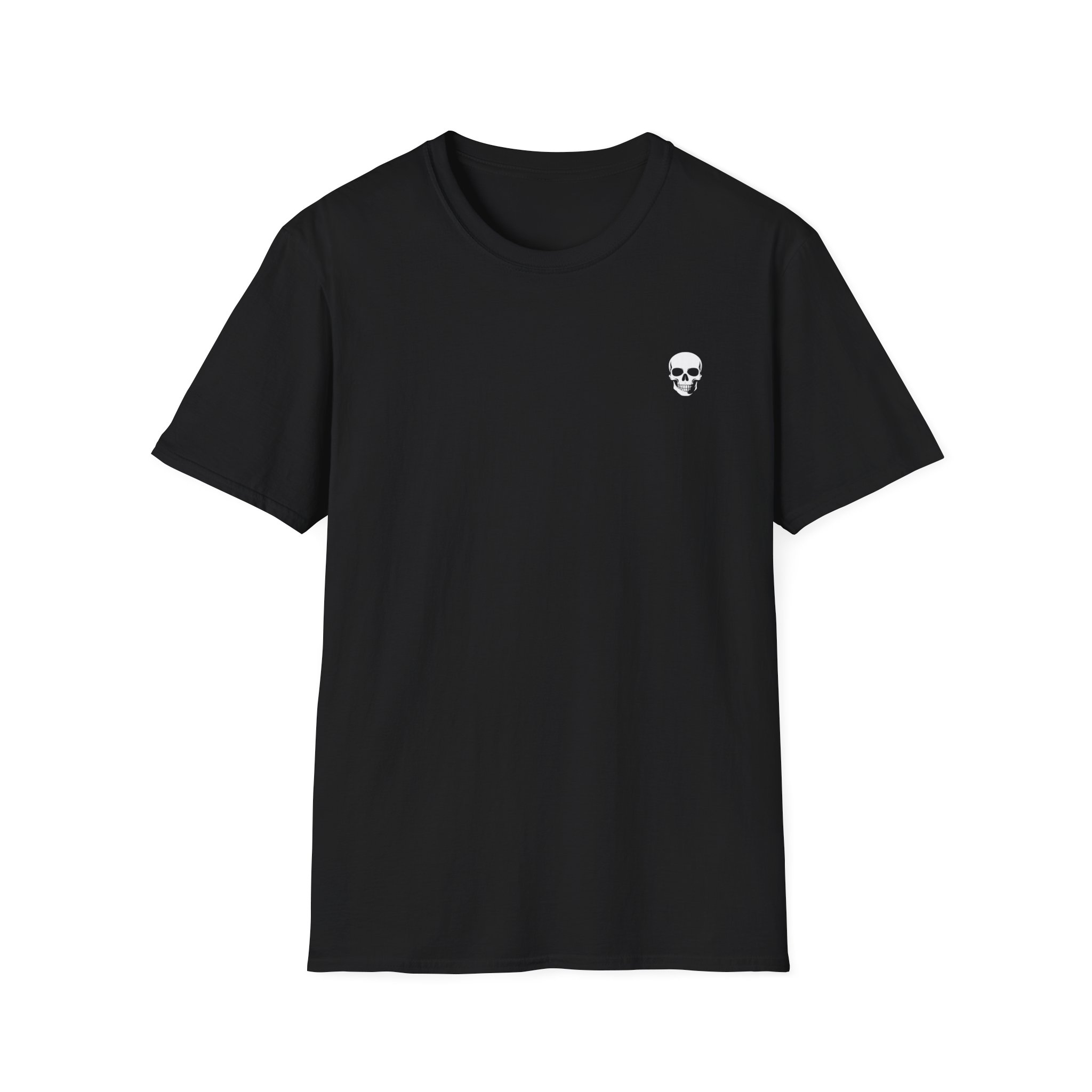 Black Minimal Skull T-Shirt — Small Chest Skull Graphic Tee - Image 2