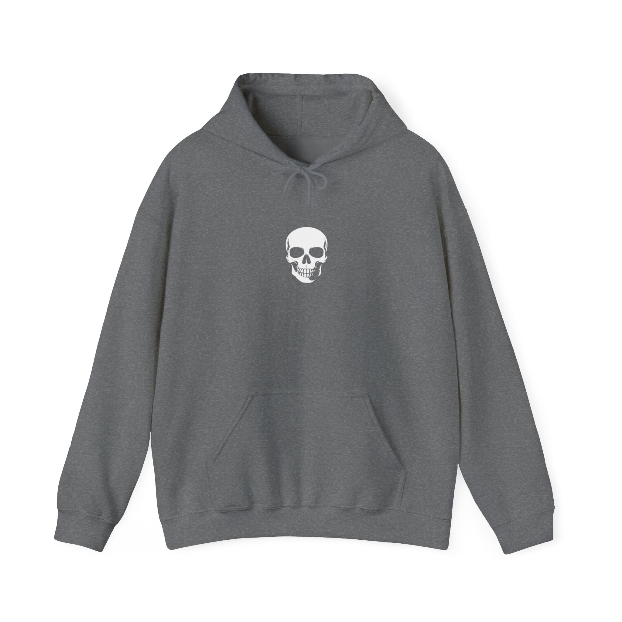 Minimal Skull Hoodie — Subtle White Skull Chest Design - Image 26