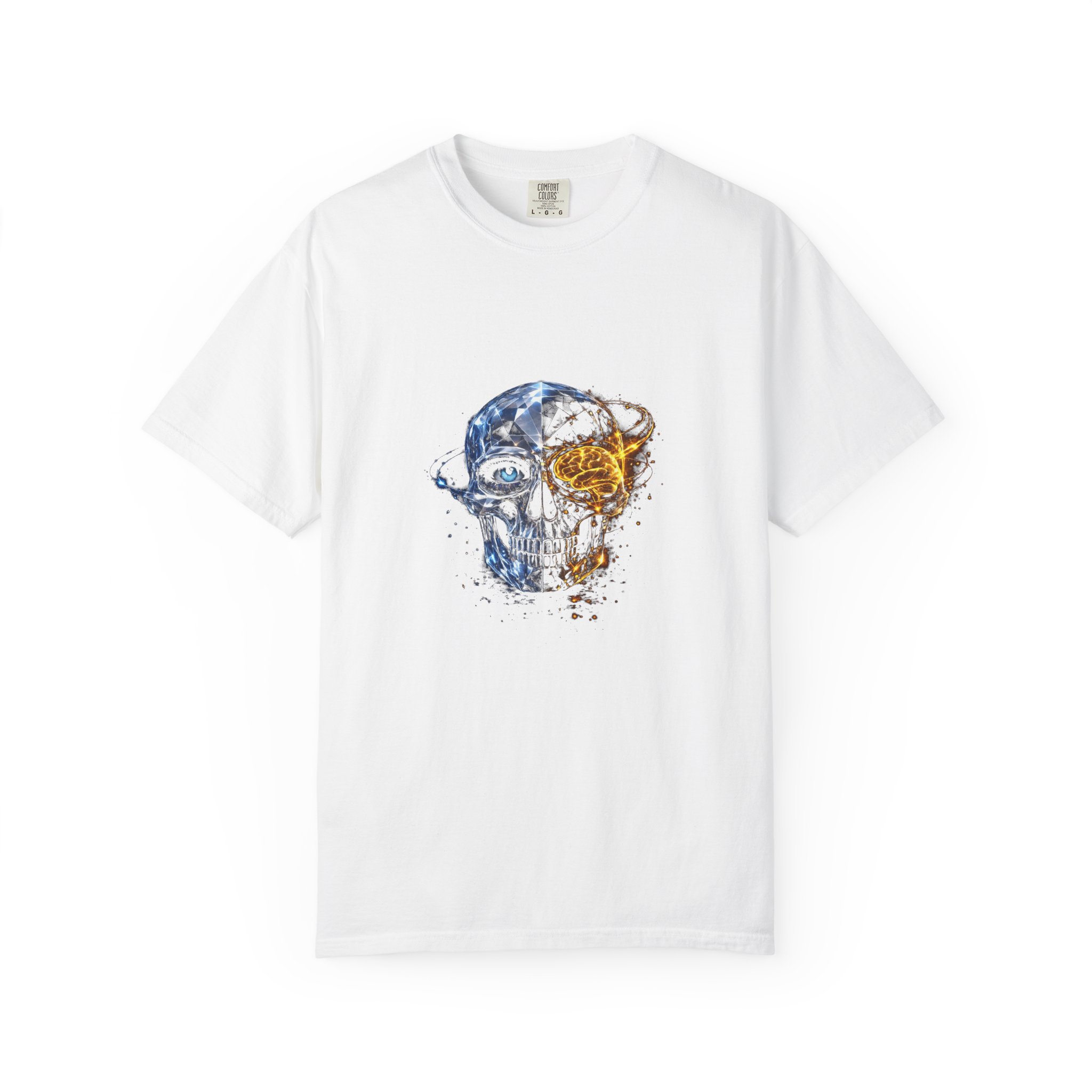 Skull and Rose Art Tee — Watercolor Skull Graphic T-Shirt - Image 2