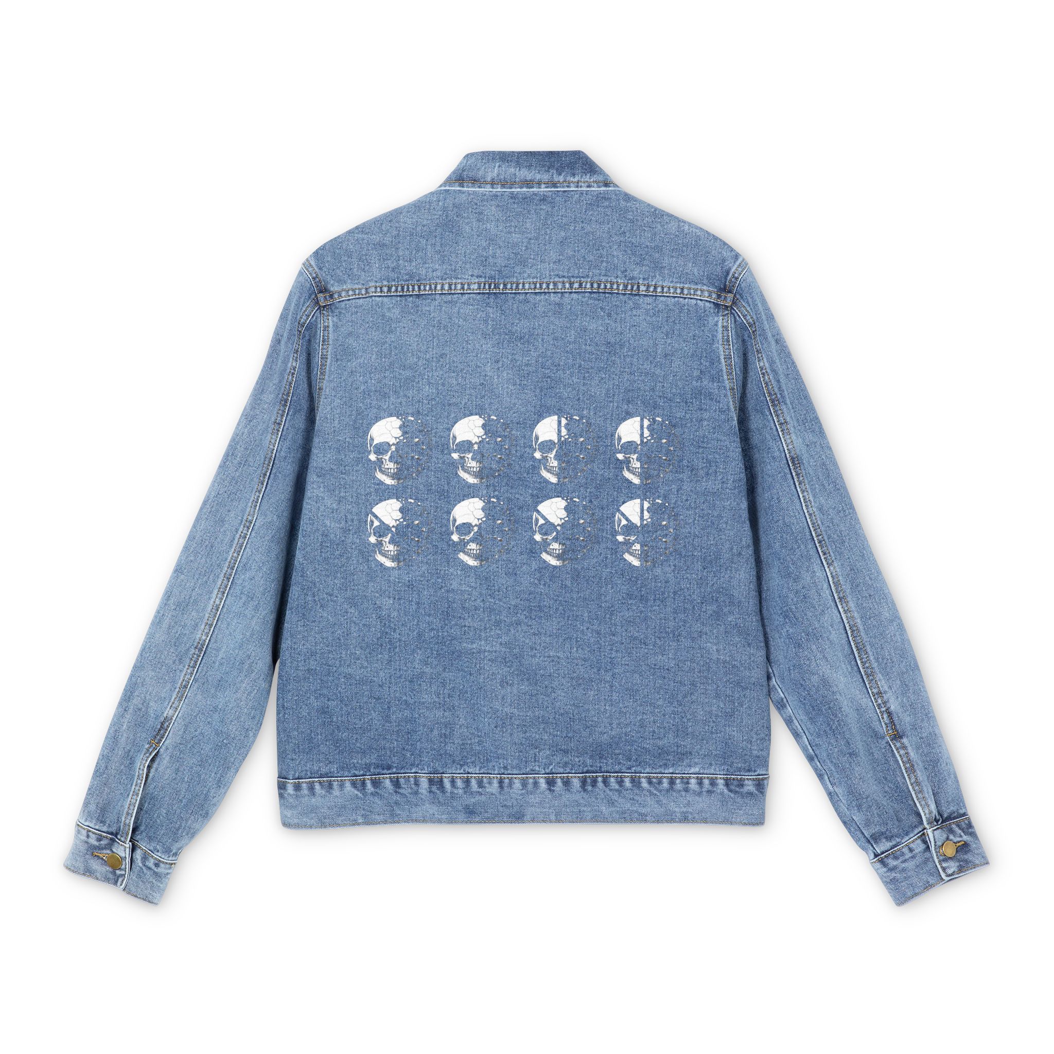 Denim Jacket — Retro Distressed Skull Back Graphic for Men - Image 3