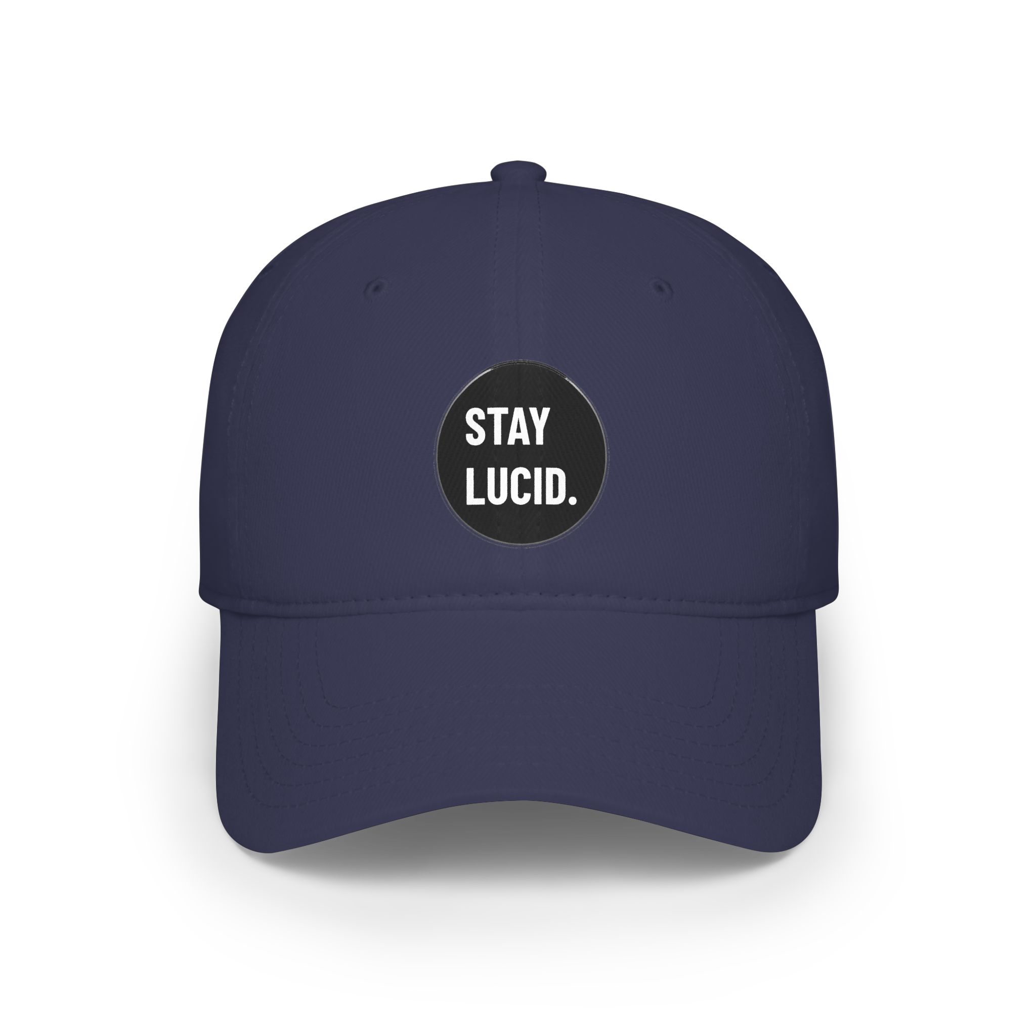 Stay Lucid Baseball Cap – Low Profile Red Hat with Retro Circle Text - Image 18