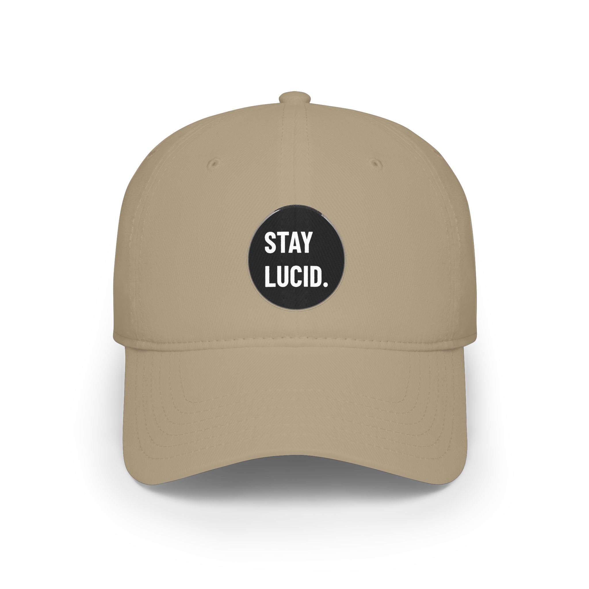 Stay Lucid Baseball Cap – Low Profile Red Hat with Retro Circle Text - Image 7