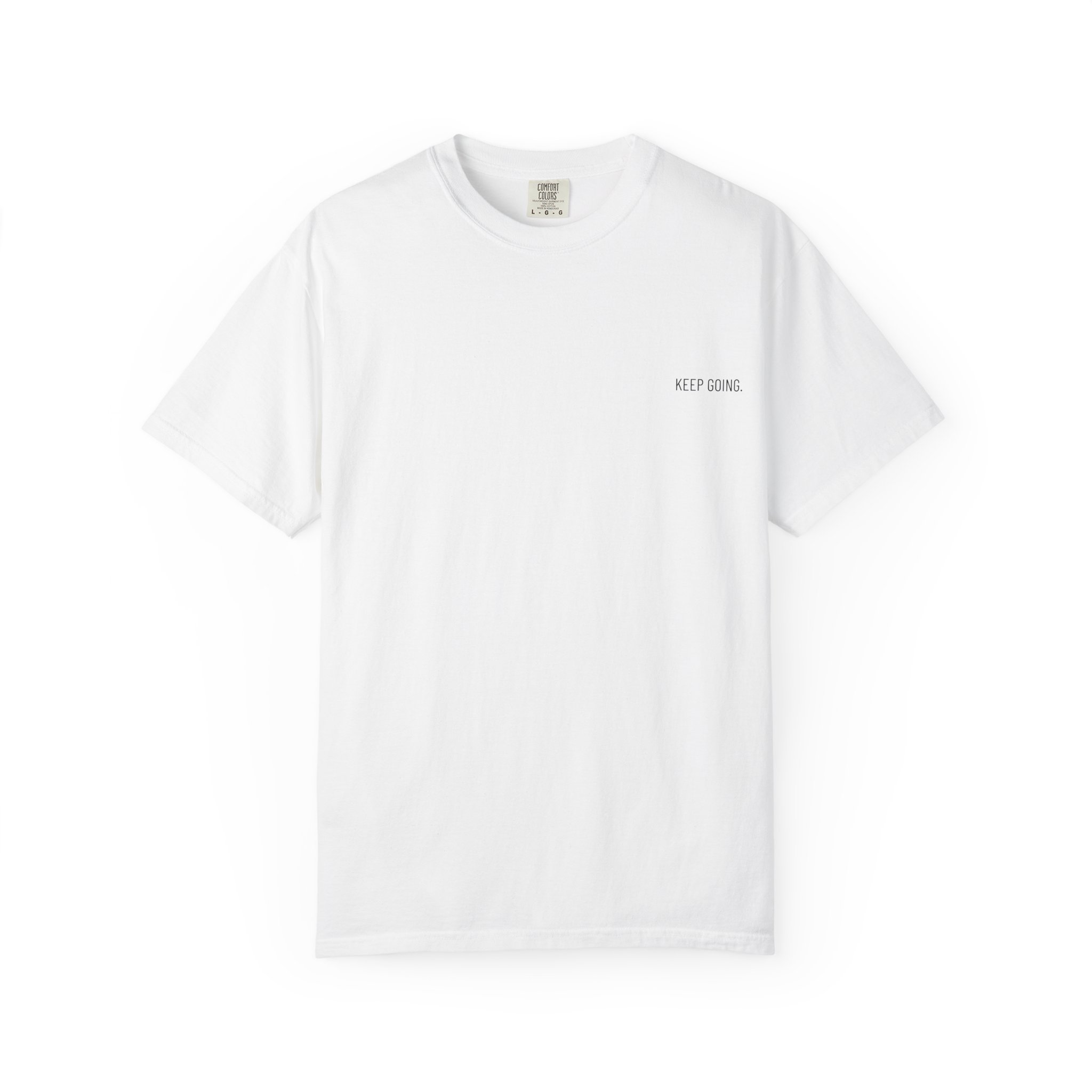 Peace Moon T-Shirt — Minimal 'Keep Going' Graphic Tee with Repeating Peace Moon Back Print - Image 2