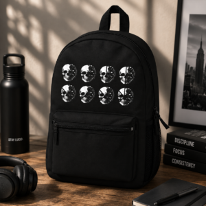 Skull Moon Phase Backpack — Gothic Mooncycle Daypack