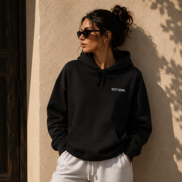 Keep Going Skull Hoodie – Minimalist Motivational Skull Back Graphic