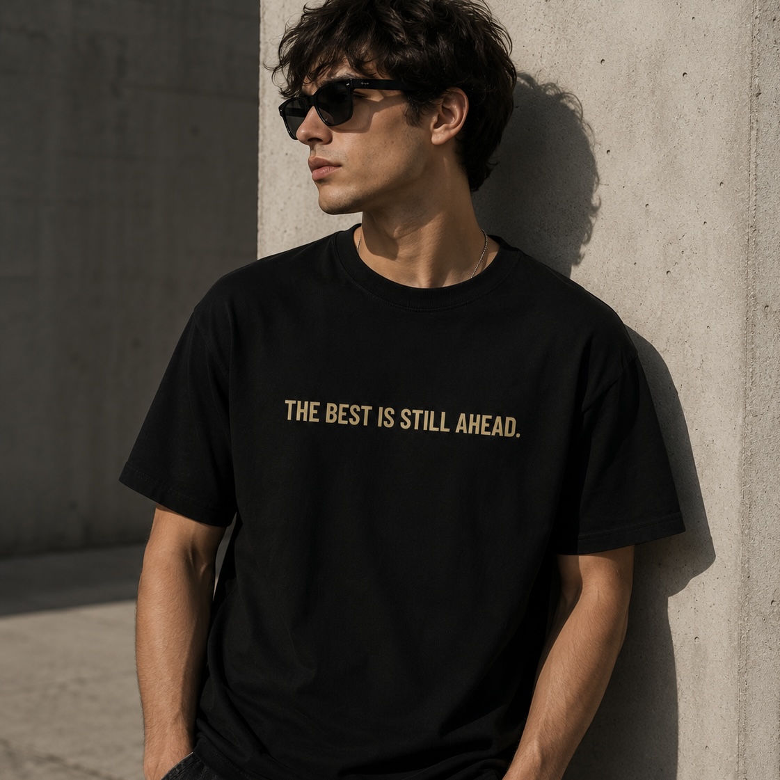 T-Shirt — "The Best Is Still Ahead." Inspirational Garment-Dyed Tee