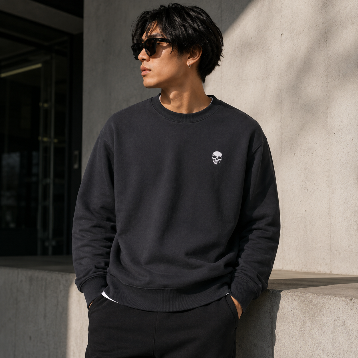 Skull Chest Emblem Crewneck Sweatshirt