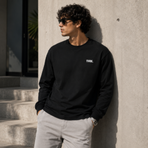 Minimal 'YHKK.' Chest Logo Long Sleeve Tee