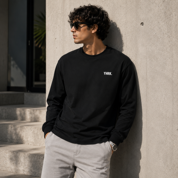 Minimal ‘YHKK.’ Chest Logo Long Sleeve Tee
