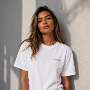 Skull Graphic T-Shirt — 'Keep Going' Minimal Front, Large Back Skull Design
