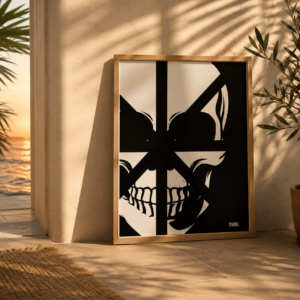 Skull Window Matte Poster — Black & White Gothic Wall Art