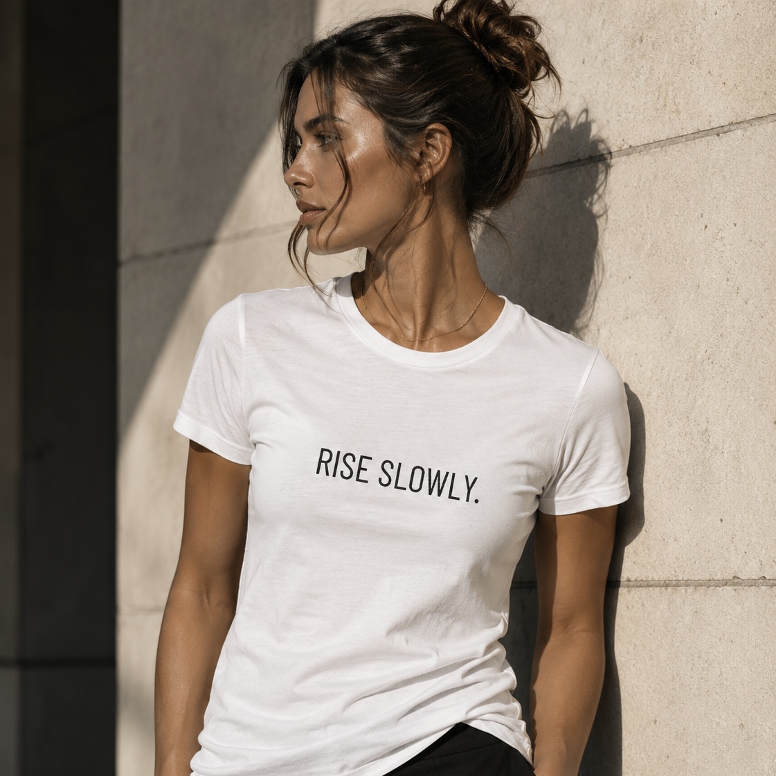 Rise Slowly Tee — Women’s Minimalist Inspirational T-Shirt