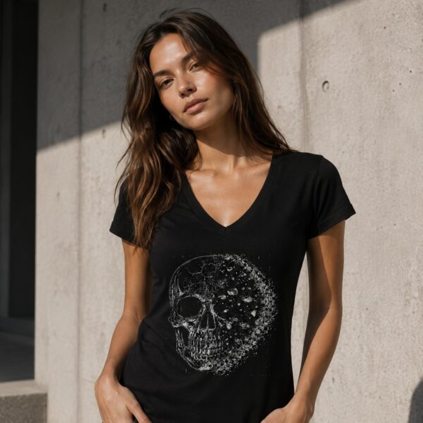 Women’s V‑Neck Skull Tee