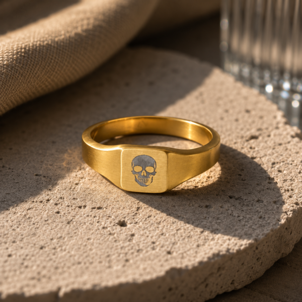 Gold Stainless Steel Square Signet Ring
