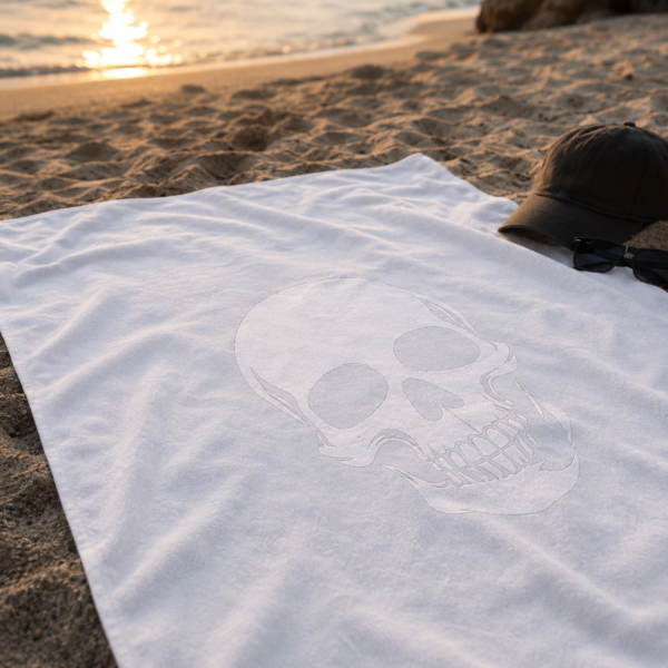 Skull Beach Towel – Minimal White