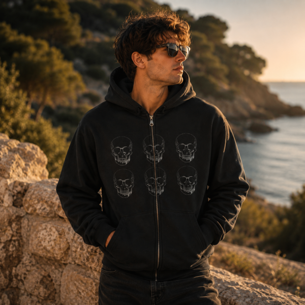 Skull Grid Zip Hoodie