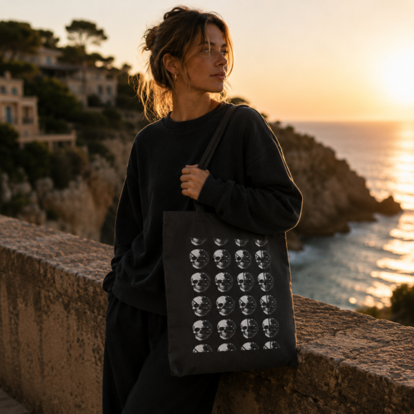 Skull Moon Phase Tote Bag