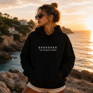 Hoodie — "They Can't Own Your Thoughts" Gothic Skull Graphic Hoodie