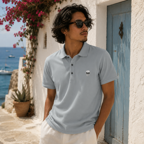 Skull & Roses Embroidered Polo Shirt