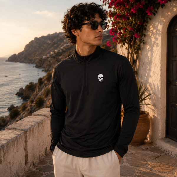 Quarter-Zip Pullover with Skull Logo