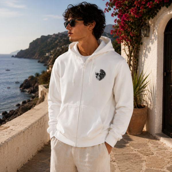 Crescent Moon Skull Zip Hoodie