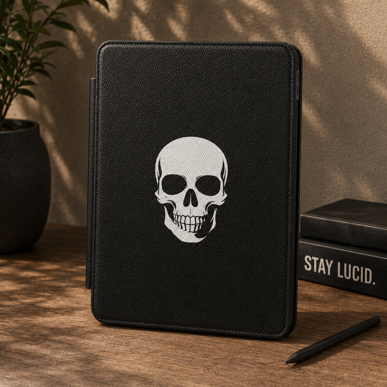 Skull Kindle Case — Black E-Reader Cover