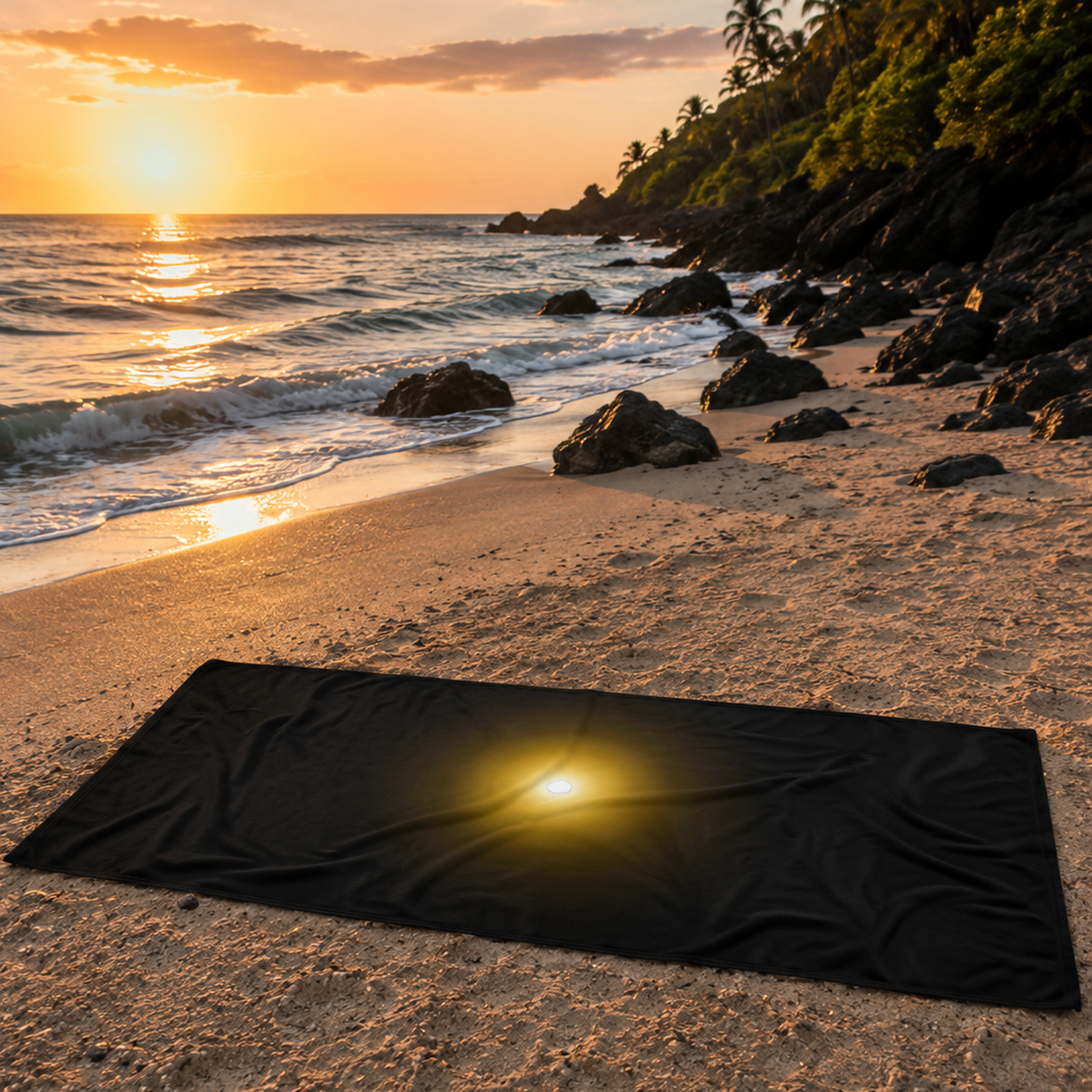 Solar Glow Beach Towel — Black Sunset Radiant - Image 3