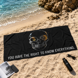 YHRK Beach Towel — You Have The Right To Know Everything. · LVL3 · Skull LVL3